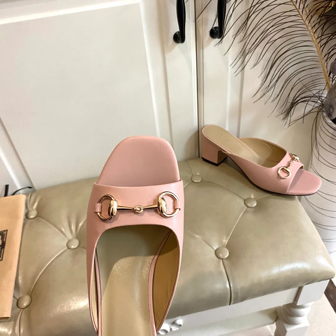 👟👟Ex-factory price 440👟👟, Gucci classic slippers, cowhide surface, sheepskin lining, 5cm heel, size 35-42 (custom-made sizes 43 and 44 are non-refundable)